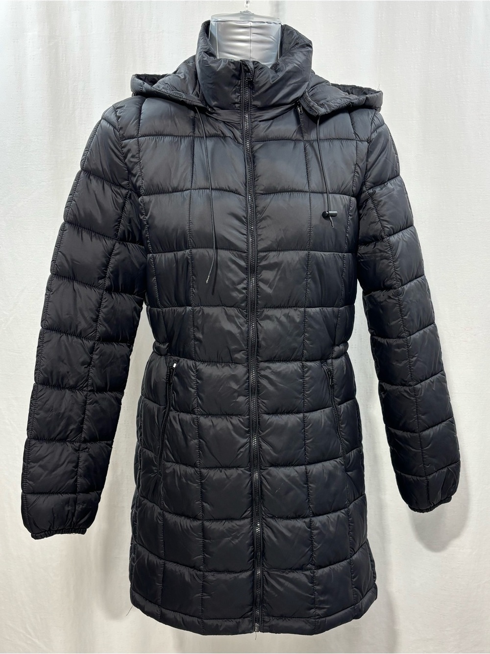 Zara Black Lightweight Mid-Length Hooded Puffer Coat Jacket Small